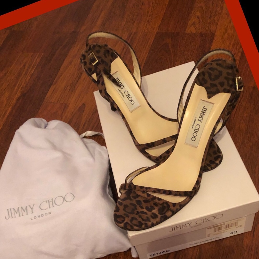 EUC JIMMY CHOO Suede Leopard Print size 40 - 10US